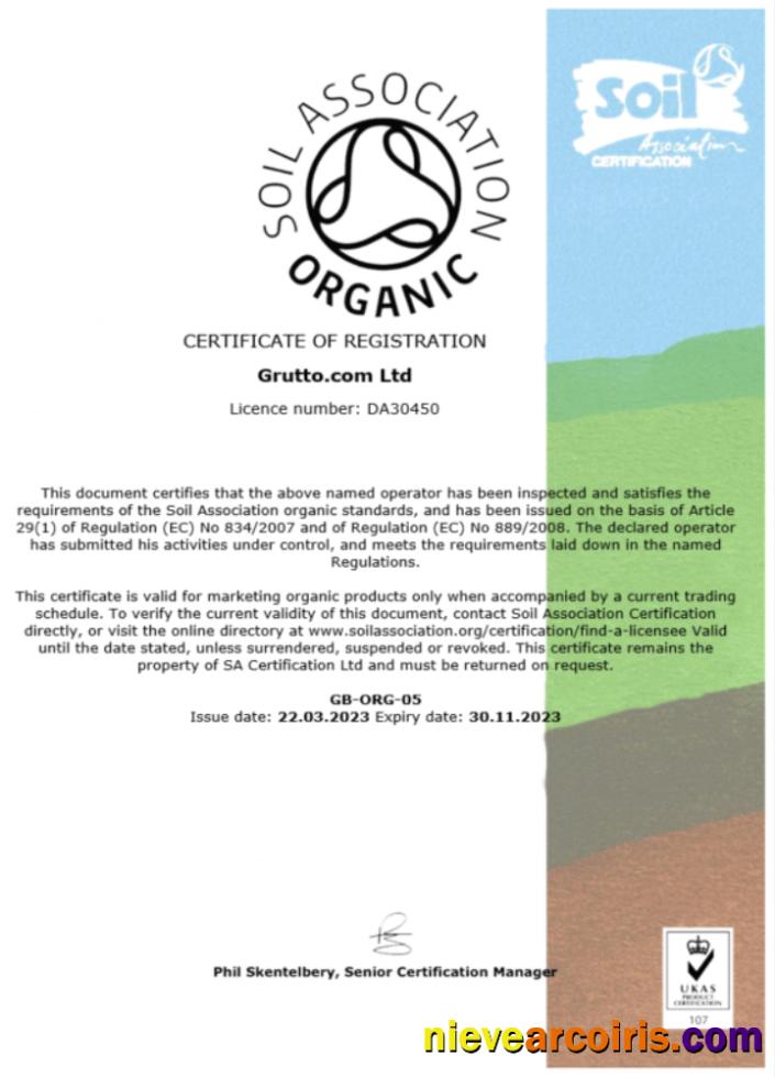 USA Soil Association certificate of registration